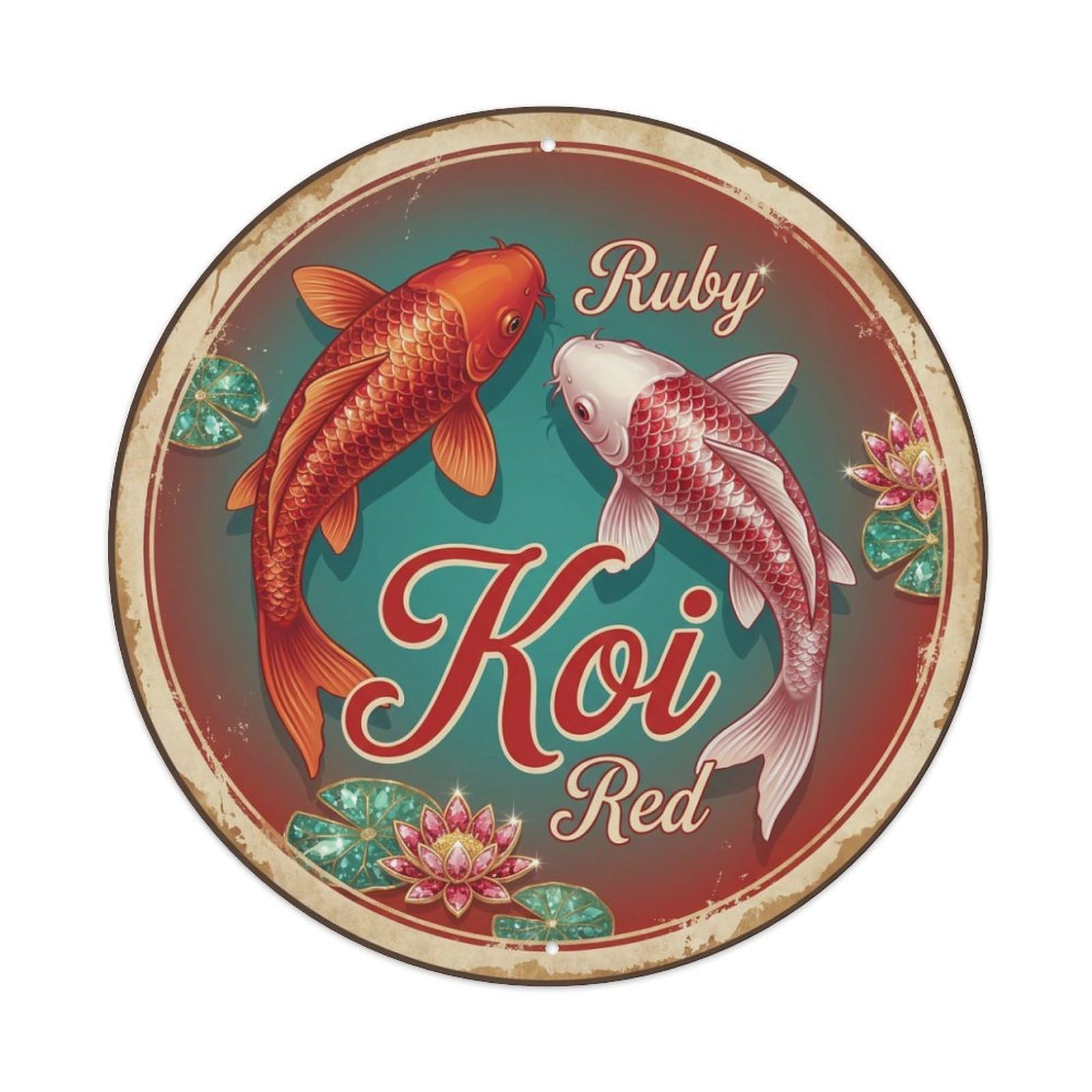 Metal Tin Sign Koi Fish Robust Sturdy Strong Solid Art