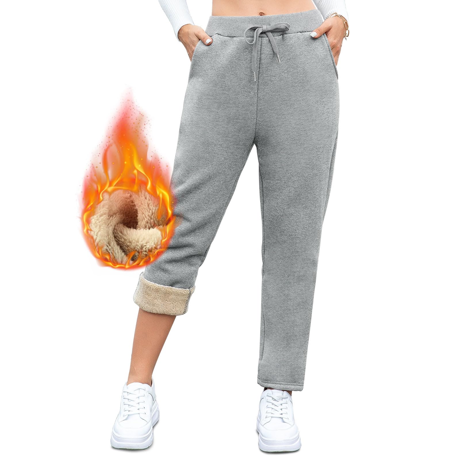 Pantalon Chandal Mujer Termico Invierno con Cálidos Forro Polar Algodon Casual Invierno Deportivos Pantalones Jogger de Ocio y Fitness al Aire Libre