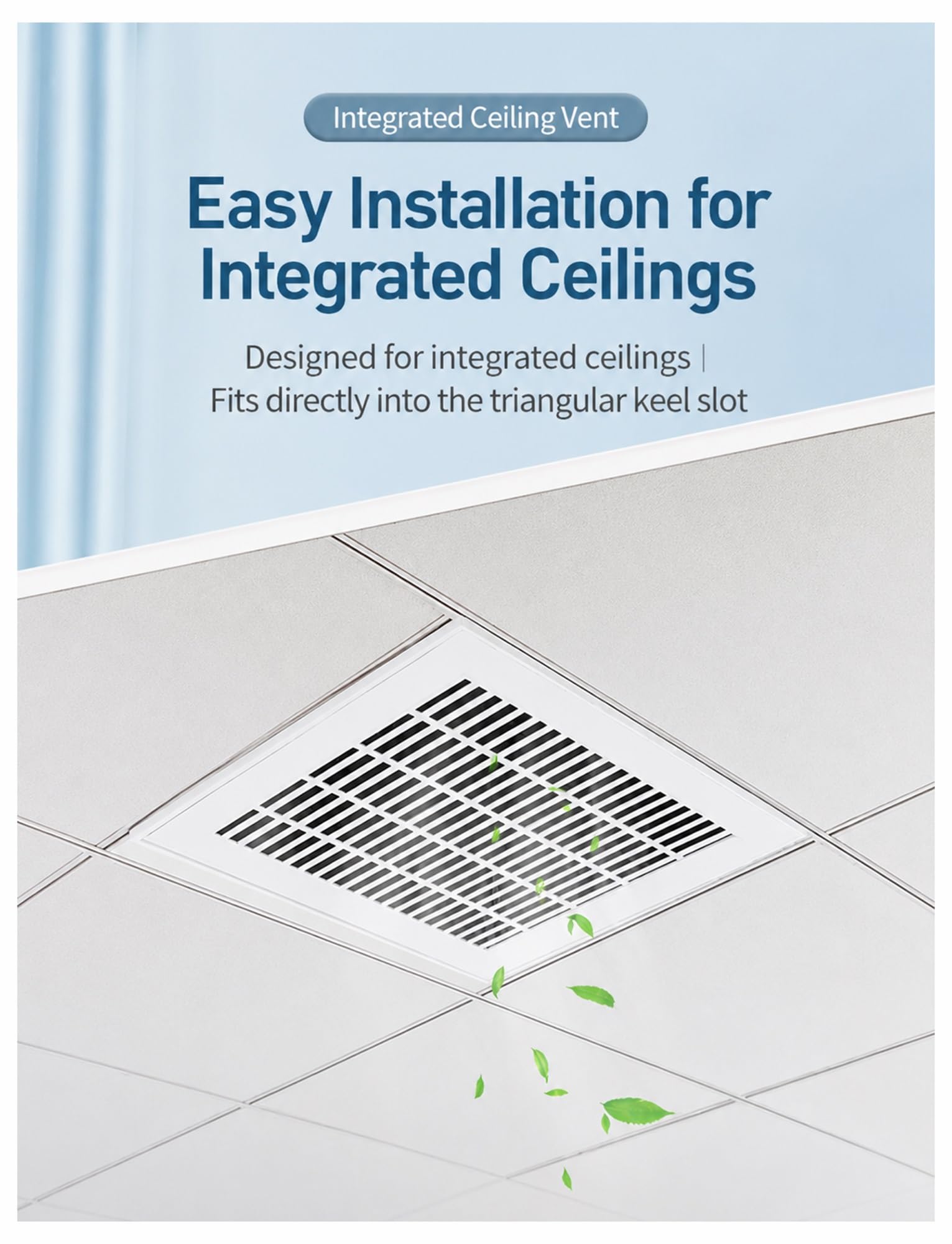 Ventilación de retorno de techo integrada cuadrada, rejilla de ABS con filtro lavable