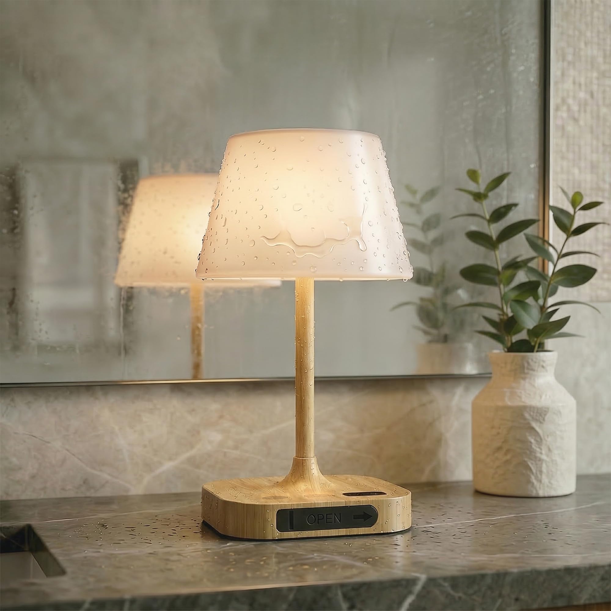 Outdoor Table Lamp - 8000mAh Cordless Rechargeable Battery Dimmable LED Display Touch Lamp for Camping Patio and Bedroom