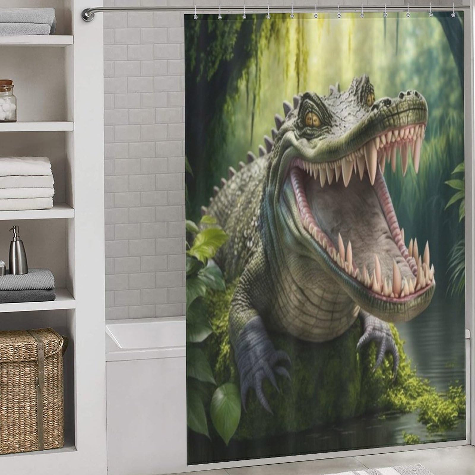 Rideau de douche crocodile pour éviter l'eau au sol 152x183cm