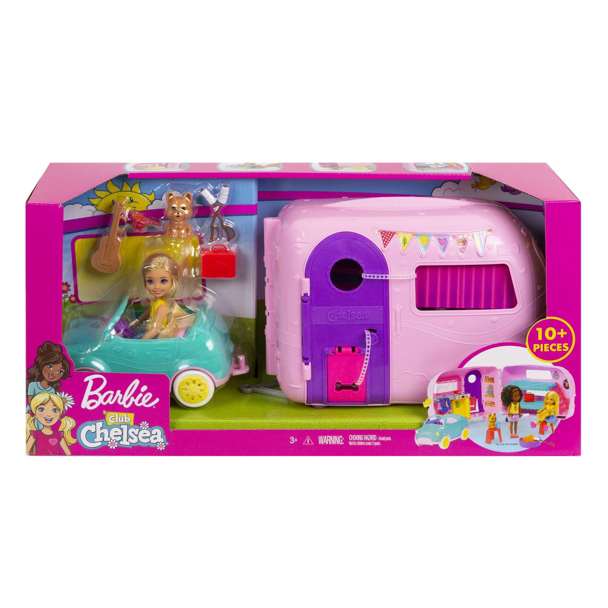 Barbie Chelsea Muñeca y su Caravana, con Perrito y Accesorios, Juguete para niñas y niños, +3 años, Supercaravana Hermana, FXG90