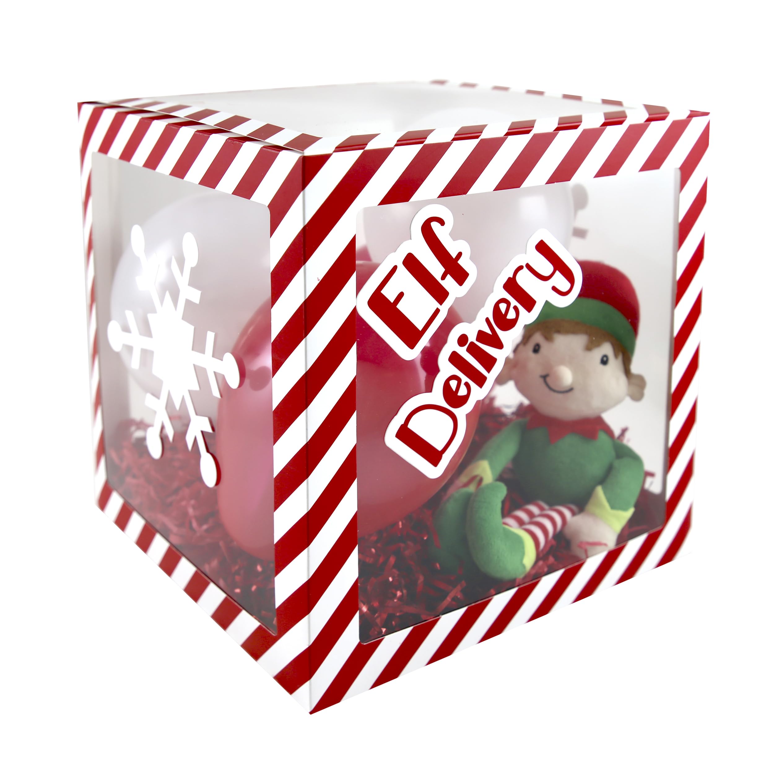 Eurowrap Elf Arrival Christmas Balloon Box Xmas Decoration Christmas Eve Includes 4 Balloons and 6 Adhesive Stickers