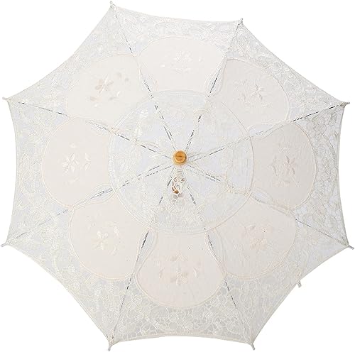 Miniatura 9 de Sombrilla de encaje para sesión de fotos, sombrilla de encaje blanco hecho a mano para boda, novia, fotografía, sombrilla con bordado de flores de