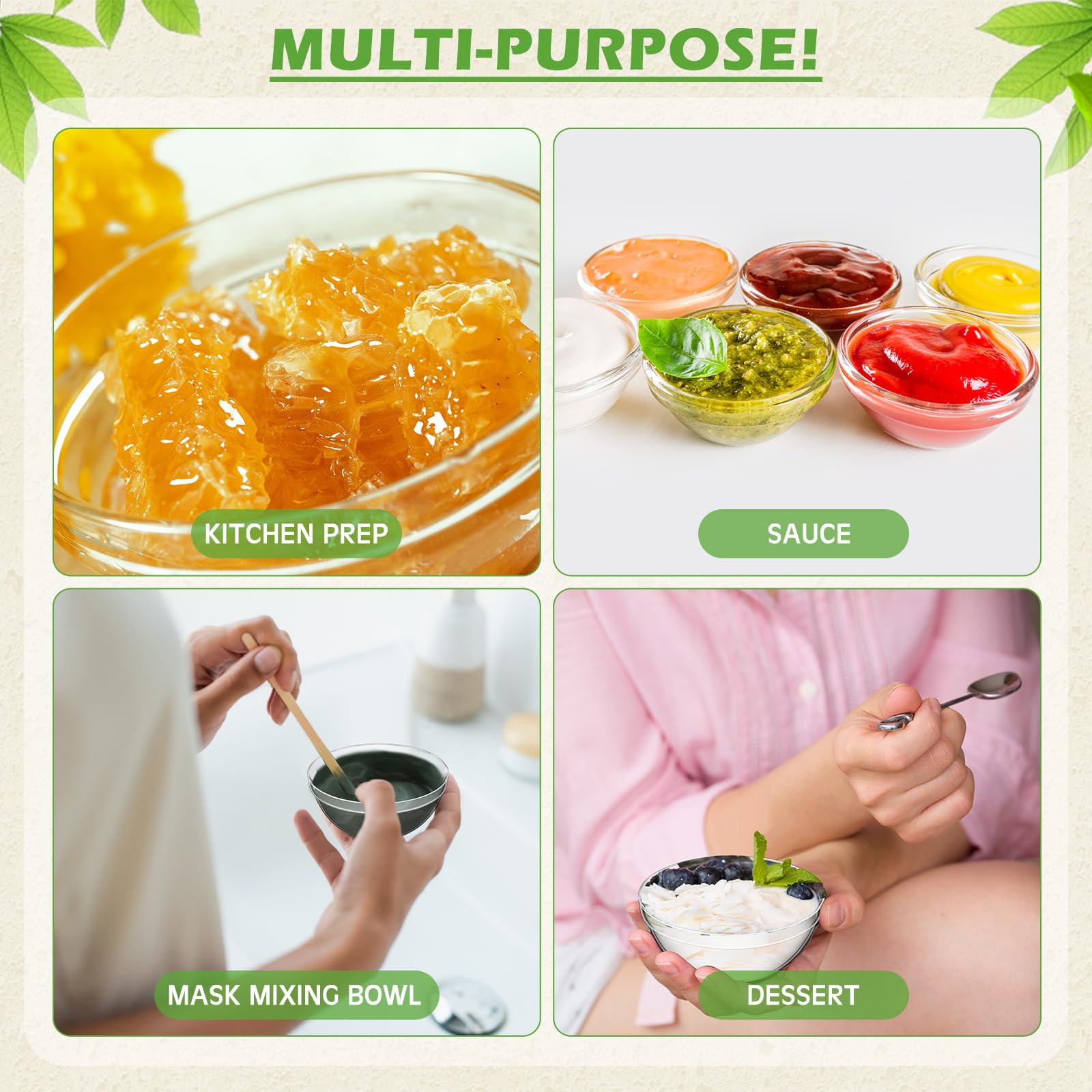 Teenyyou 30 cuencos pequeños de plástico transparente de 3.5 pulgadas y 4 onzas, mini cuencos redondos apilables para ingredientes para salsas, especias, nueces, aperitivos, helados, platos de dulces,