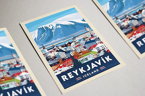 Miniatura 4 de Reykjavík - Póster de viaje de Islandia Reykjavík para decoración de pared de Reykjavík, ilustración de viaje, póster de Islandia, día de San