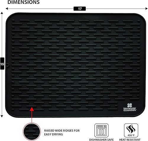Miniatura 10 de Tapete escurridor de trastes de silicona de 21 x 18 -Tapete secador de trastes de tamaño extra grande, Tapete para cubierta de cocina, tapete para