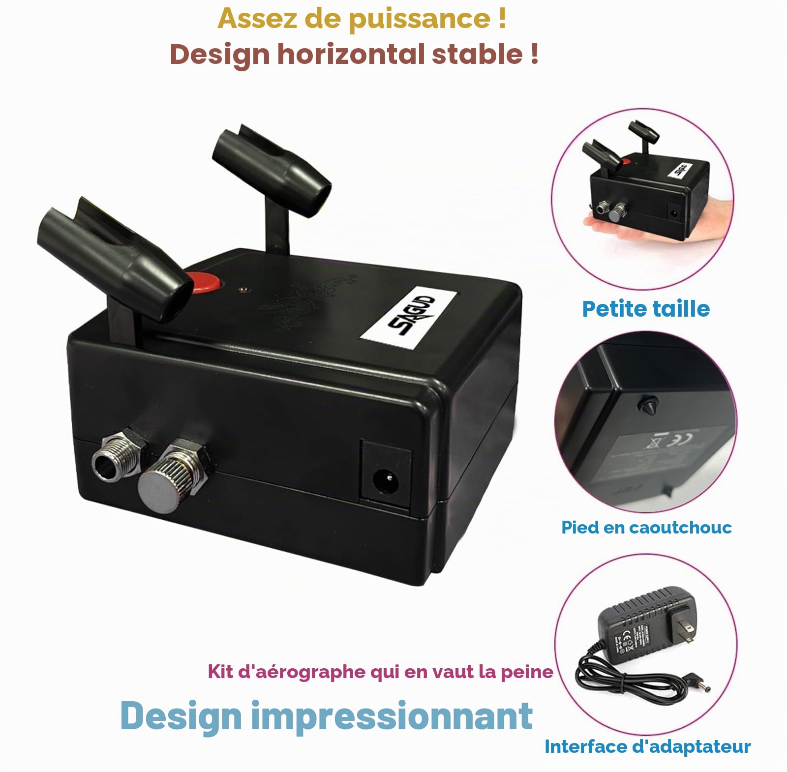 Mini kit d'aérographe Portable avec compresseur aérographe à Double Action pour décoration de gâteau, Loisirs, Bricolage, Ongles, Maquillage avec kit de Nettoyage aérographe