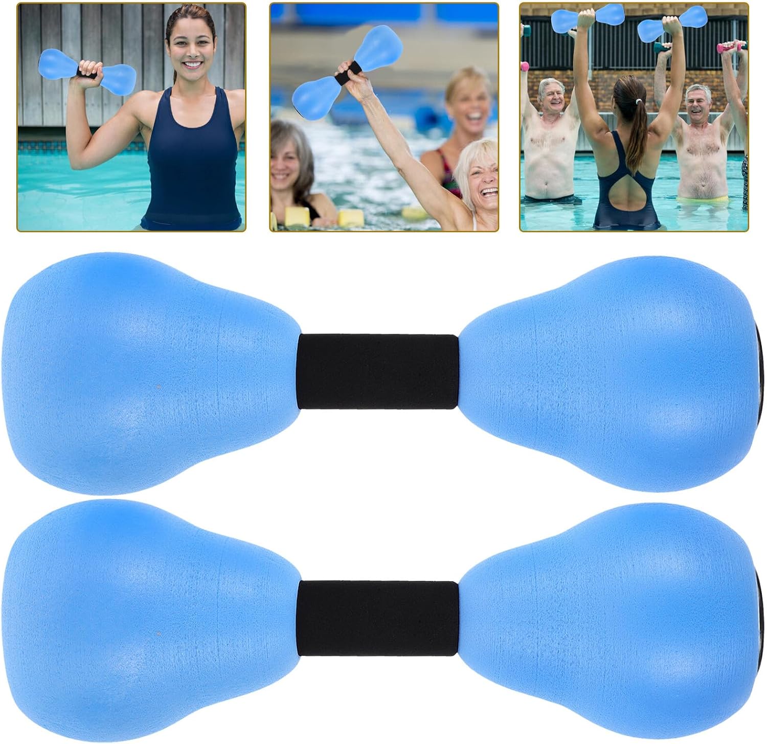 2Pcs Lightweight Water Dumbbells Pool Exercise Equipment for Adults Floating Aquatic Weights with Strong Resistance for Water Aerobics Swim Training Low-Impact Fitness in Pools and