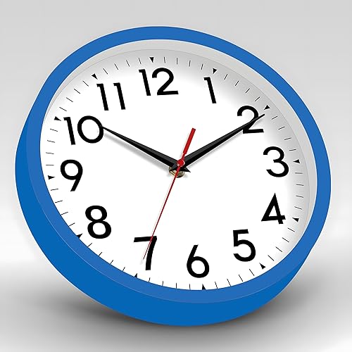 Miniatura 7 de Reloj de pared analógico pequeño de 8 pulgadas, silencioso, sin tictac, funciona con pilas, moderno, simple, decorativo, para cocina, oficina,