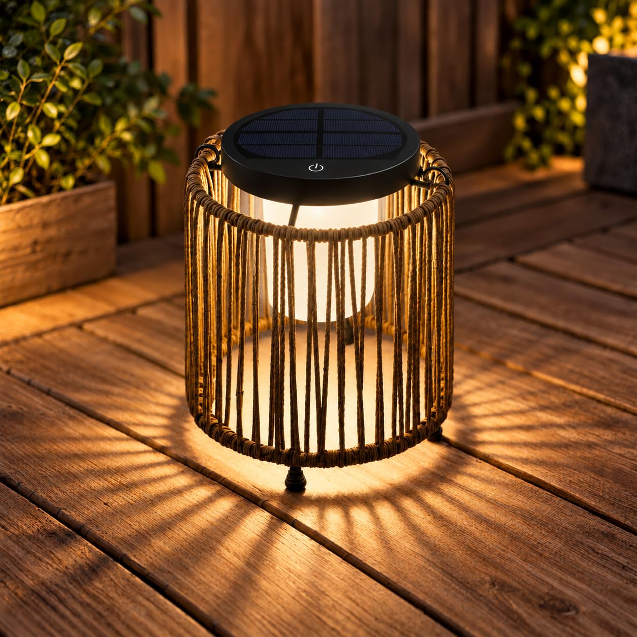 Outdoor Table Lamp- 3-Level Brightness LED Nightstand Lamp- Portable Rechargeable Solar Lanterns Outdoor Waterproof- Touch Control Lantern Cordless Hanging Lamp for Patio Reading Camping (Cylindrical)