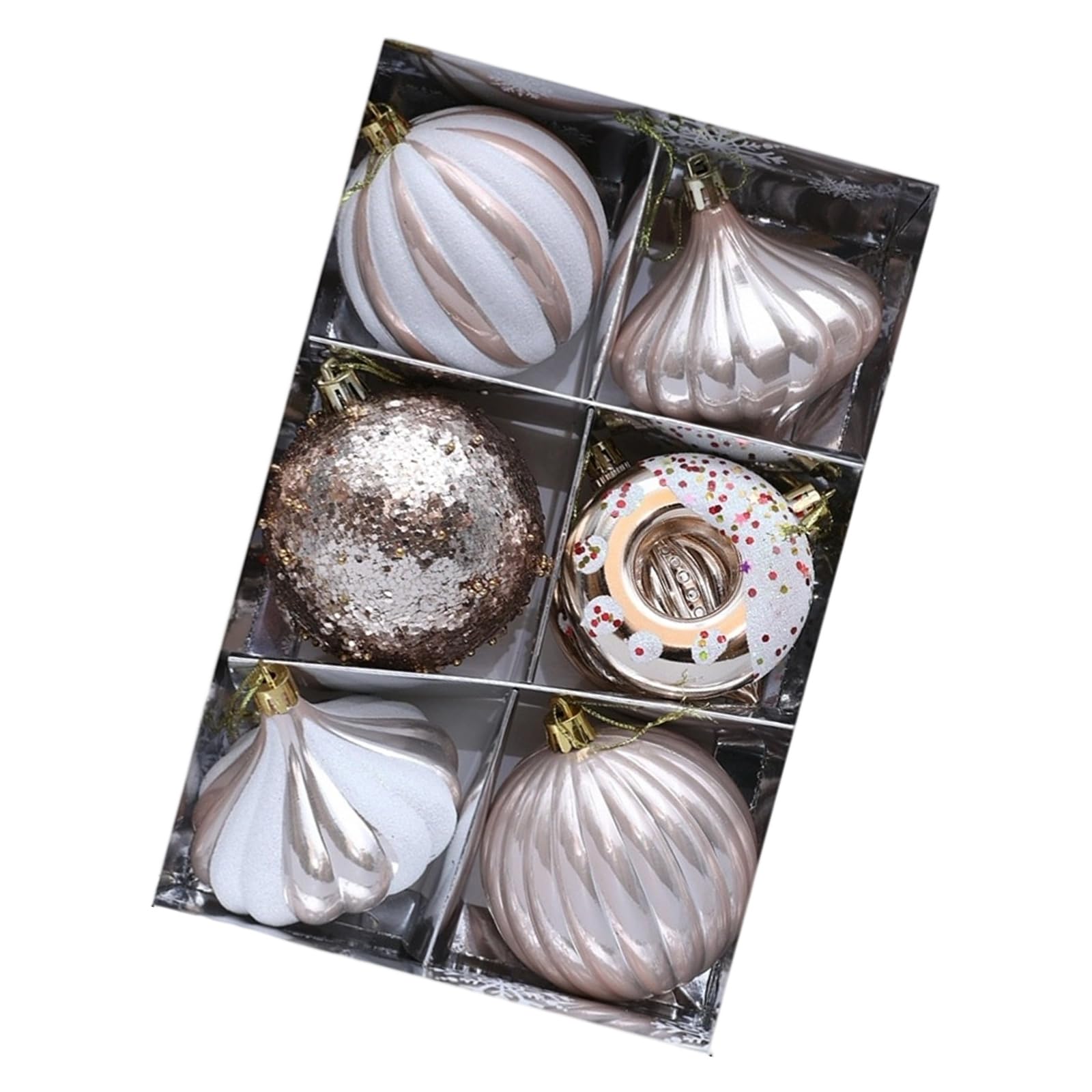 KAQNTUD Pack of 8 Bright Hand Painted Plastic Christmas Bauble Ornaments for Festival Tree and Holiday Decorations. Plastic Christmas Bauble Decorations