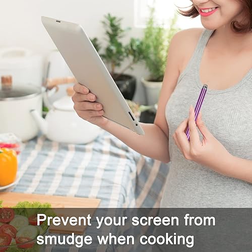 Miniatura 5 de Wisdompro Bolígrafos para pantallas táctiles, paquete de 9 lápices ópticos universales de punta de microfibra con correa para iPad, tableta, iPhone,