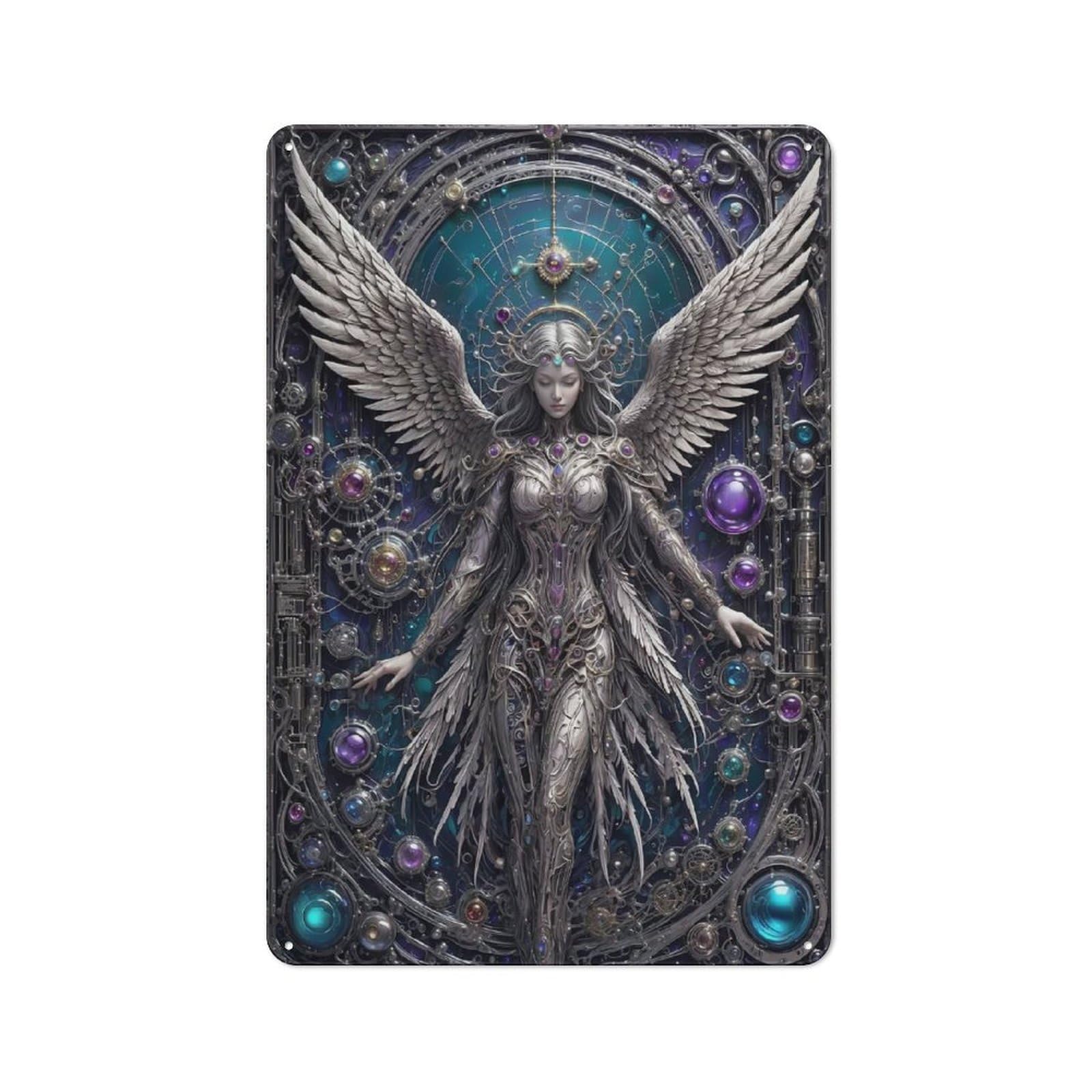 Junmoney Style-20 Tin Sign With Steampunk Angel Chronicles Design 30X20cm, Creative Creative Space Decor For Home Office, Reading Corner Or Bedroom