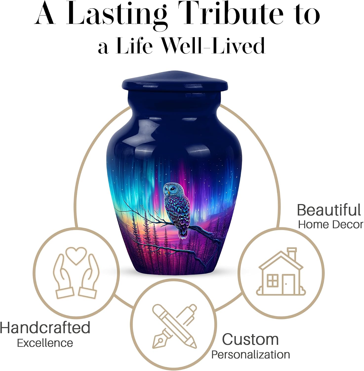 Small Owl Urns for Human Ashes Keepsake - Mini Urns for Human Ashes - Aurora Owl Urn for Adult Male and Female - Burial Urn for Adult Mom and Dad 3inch