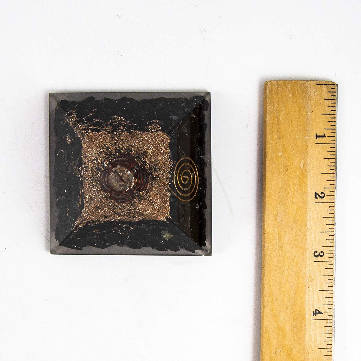 Charged Gemstone Large Orgone Pyramid - Certified Orgonite® Healing Crystals and Copper Black Tourmaline Bio-Energy Enhancing Tool by Beverly Oaks