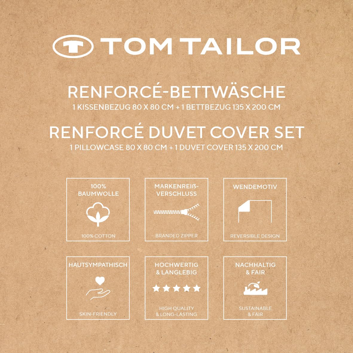 TOM TAILOR Pościel Renforcé, 80 x 80 cm + 135 x 200 cm, 100% bawełna/renforcé, z dwustronnym motywem i zamkiem błyskawicznym, SIENA, biała, turkusowa (Fresh Sage)