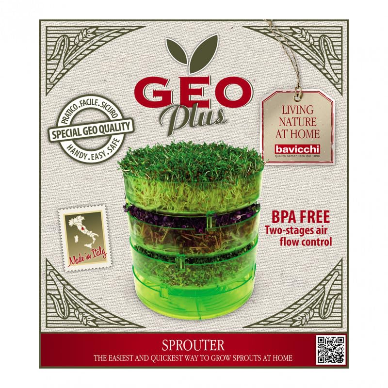 Kit de Germination GEO Plus 3 Niveaux – Excellente qualité & très haute germinabilité | Germoir plastique sans BPA (couvercle + base d’égouttage) |10 Graines à germer bio longue conservation (250 g)