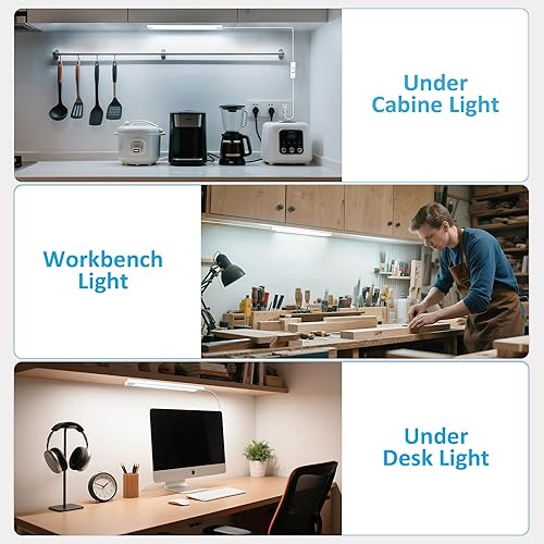 Miniatura 4 de maylit Barra de luz LED ultra brillante enlazable de 14 pulgadas, lámpara apta para inquilinos, luces interiores con cable para armario de cocina,