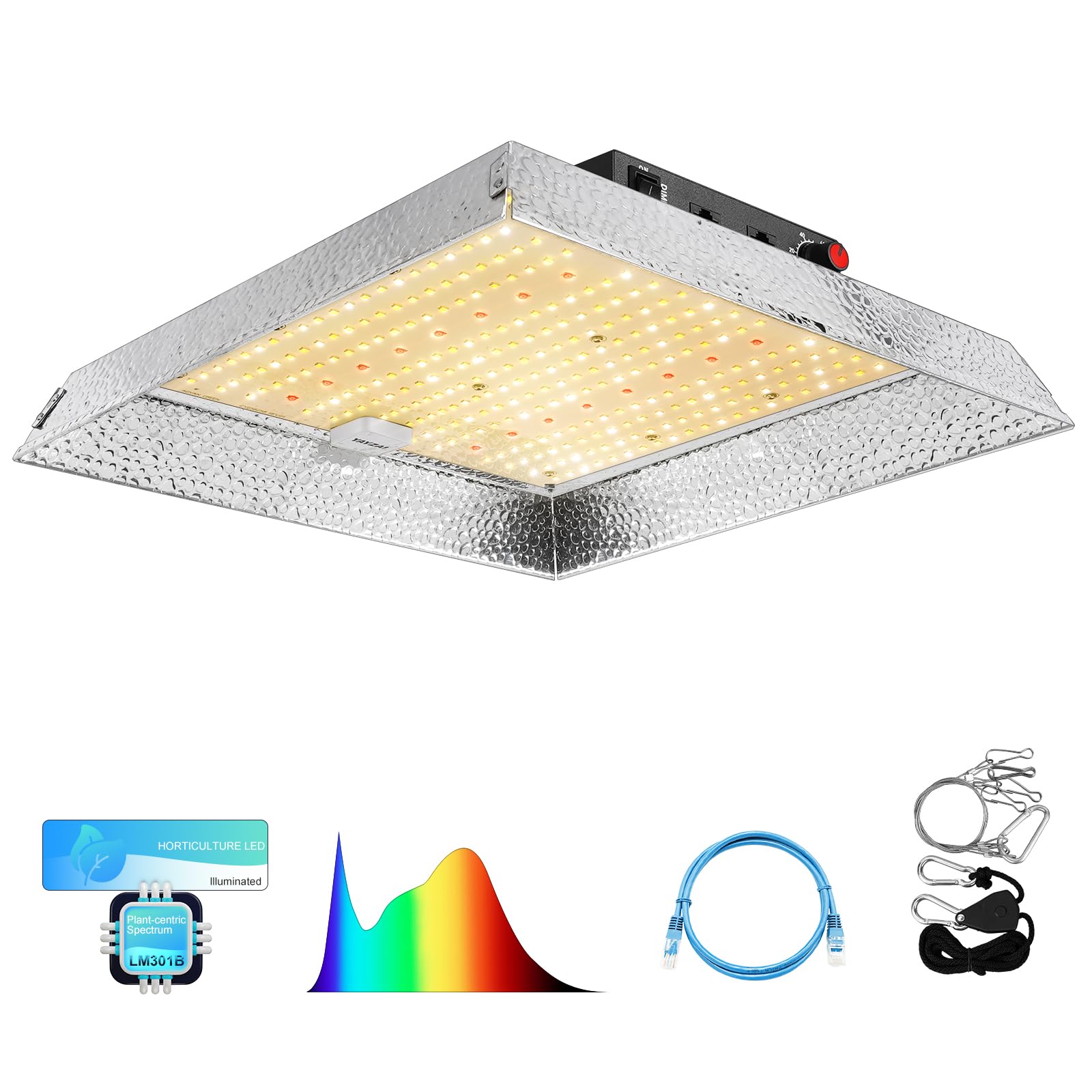 Lampe LED Horticole 100W Spectre Complet YAYZA! – LM301B + UV Dimmable 0-100% Pour Culture Intérieure, Légumes & Fleurs
