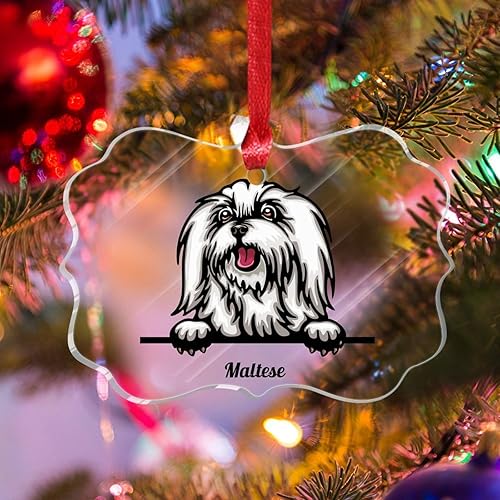 Miniatura 9 de WoGuangis Adorno de Navidad  Presa Canario Acrílico Adorno de árbol de Navidad Recuerdo de vacaciones Colorido Peeking Perro Amante de Mascotas