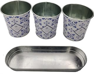 Cache-Pots | Lot de 3 Cache-Pots métalliques | Cache-Pots avec Soucoupe | Cache-Pots pour Cactus | EUROXANTY Décoration de la Maison