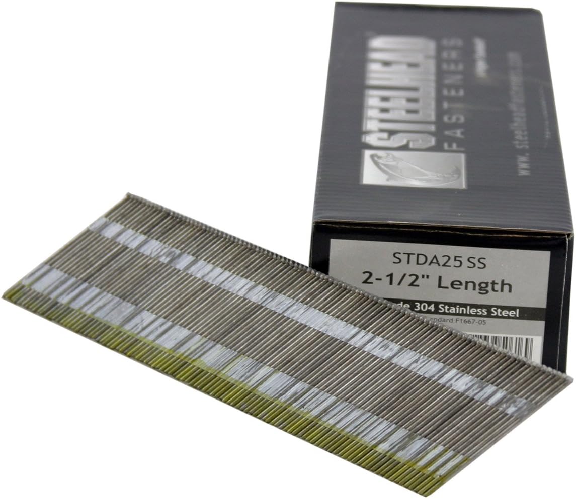 Steelhead STDA25SS 15-Ga 2-1/2" Angle Stainless Steel Finish Nails, 4,000-Pack