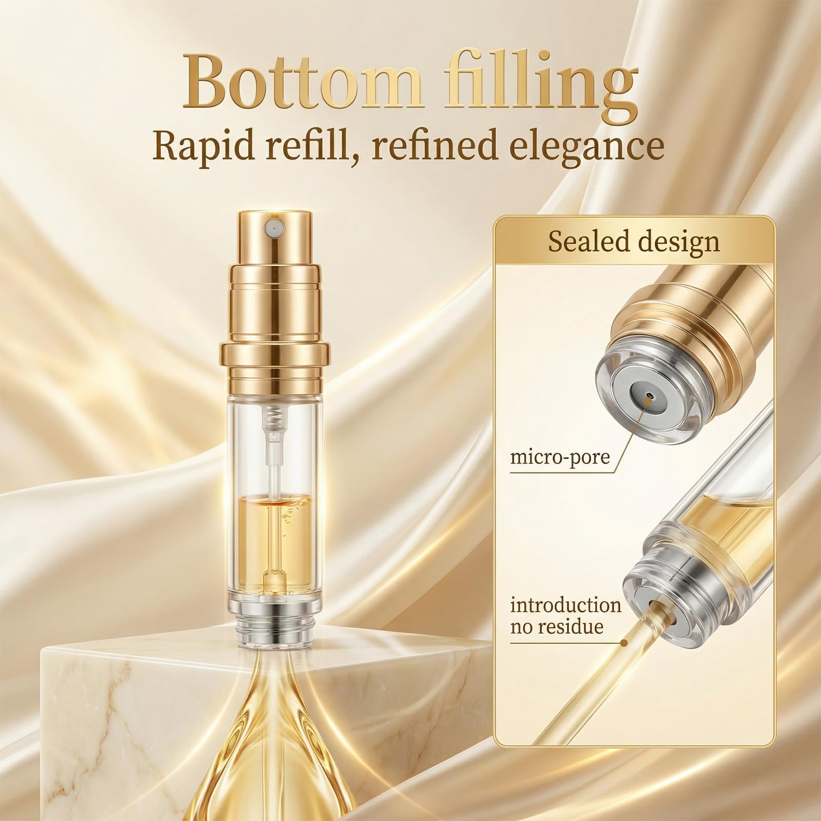 2 x atomizery do perfum z możliwością ponownego napełniania (5 ml), buteleczki z atomizerem w rozmiarze podróżnym, mgiełka nano, atomizery z napełnianiem od dołu do użytku w podróży
