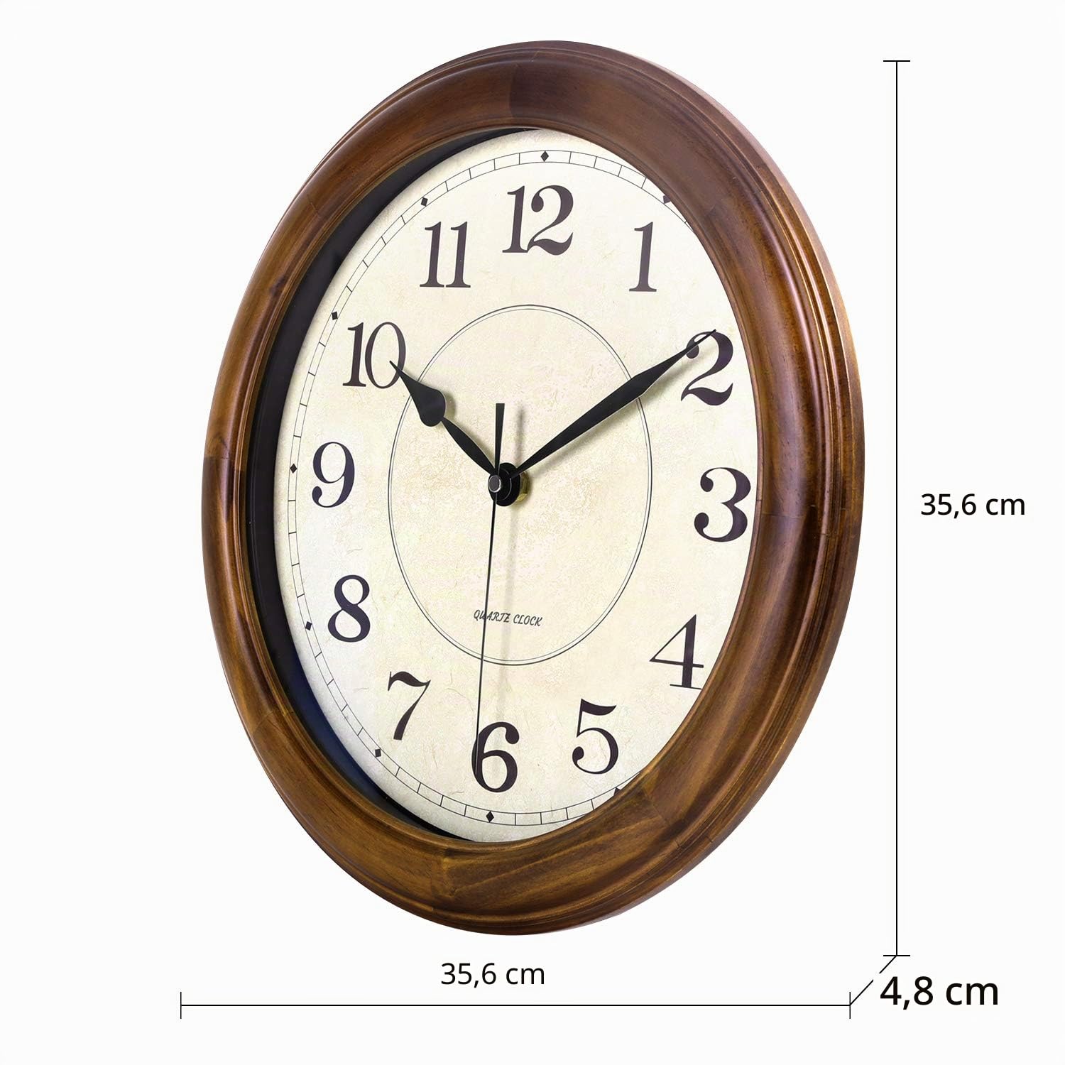 Kesin Reloj de Pared de Madera de 14 Pulgadas, silencioso, Grande, Decorativo, Funciona con Pilas, sin tictac, analógico, Retro, para Sala de Estar, Cocina, Dormitorio