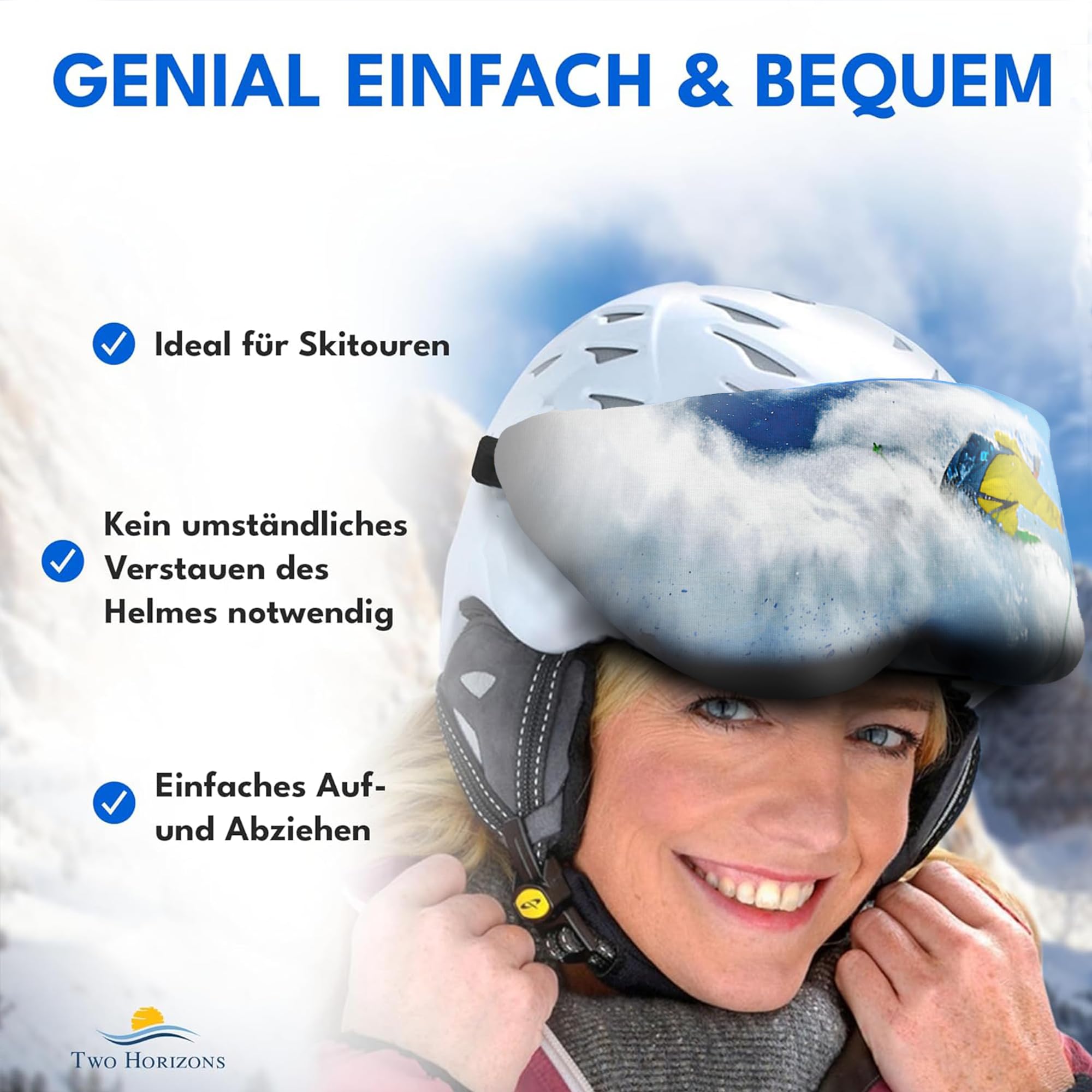 Protection de visière pour casque de ski Two Horizons avec chiffon microfibre - Style sourire