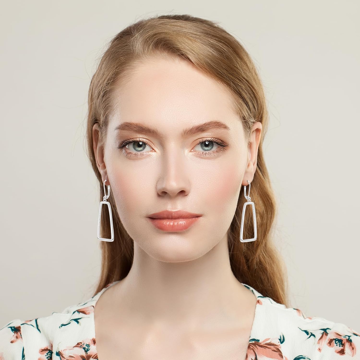 Long Dangle Earrings for Women Hypoallergenic Openwork Square Drop Leverback Earrings Trendy Silver Long Teardrop Lightweight Dangle Earings for Jewelry Gifts - Image 2