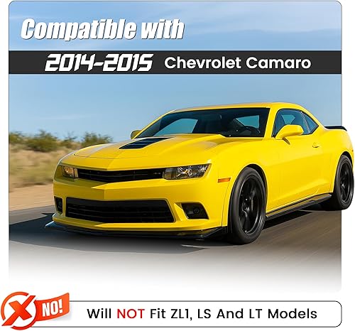 Miniatura 2 de HECASA Borde de parachoques delantero compatible con Chevy Camaro SS/Z28 2014-2015 debajo de la barbilla divisor de plástico PP sin pintar negro