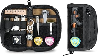 VIPERADE VE21 EDC Pouch Small EDC Bag Organiser, EDC Tool Organiser Bag with 6 Compartments, Small Multitool Pocket Organiser Pouch with Velcro Surface, Nylon Tool Bag Small