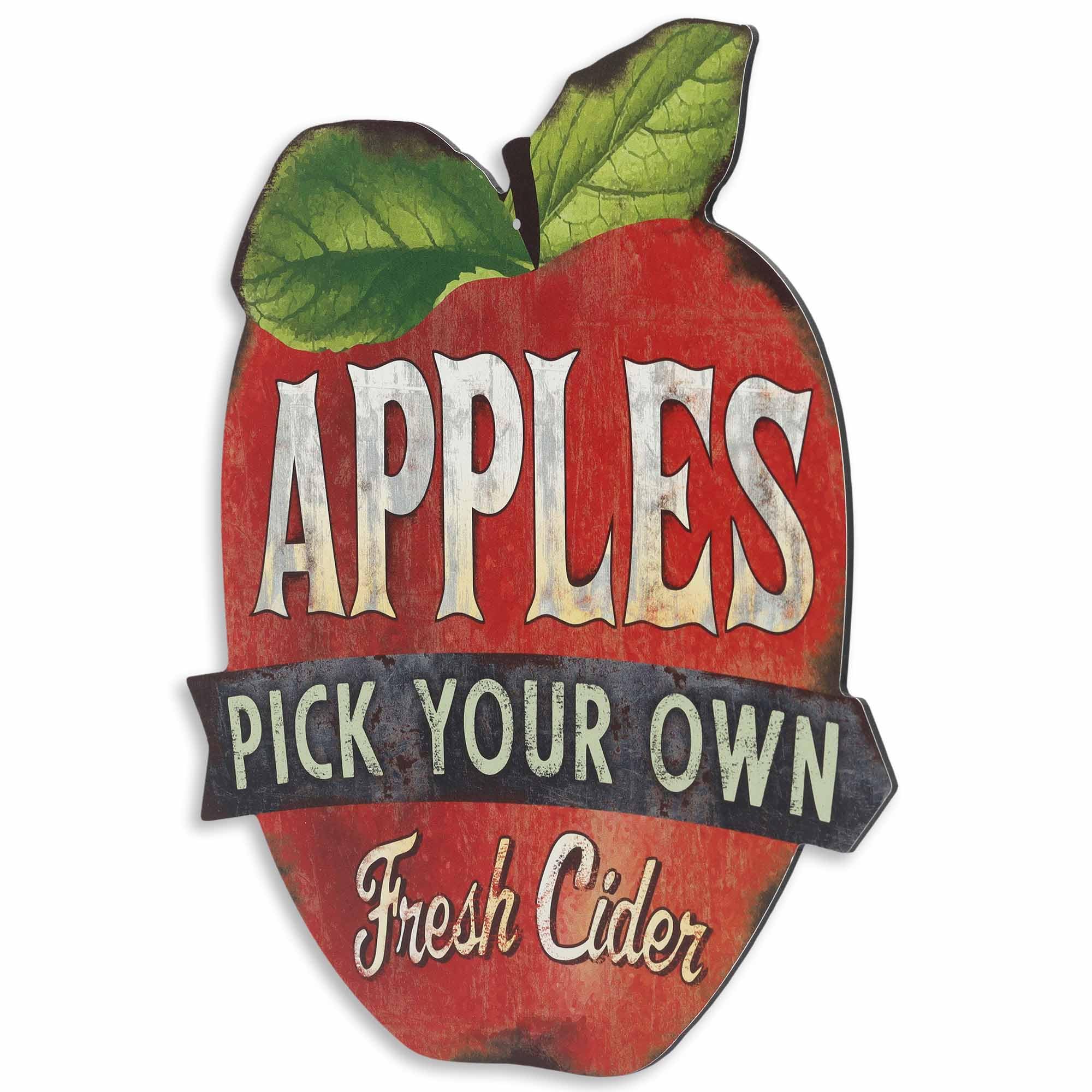 Cartel de metal vintage con texto en inglés "Pick Your Own Appl