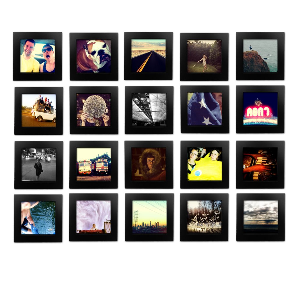 20-Set, Tiny Mighty Frames - Natural Wood, Square, Instagram, Photo Frame, 4x4 (20, Black)