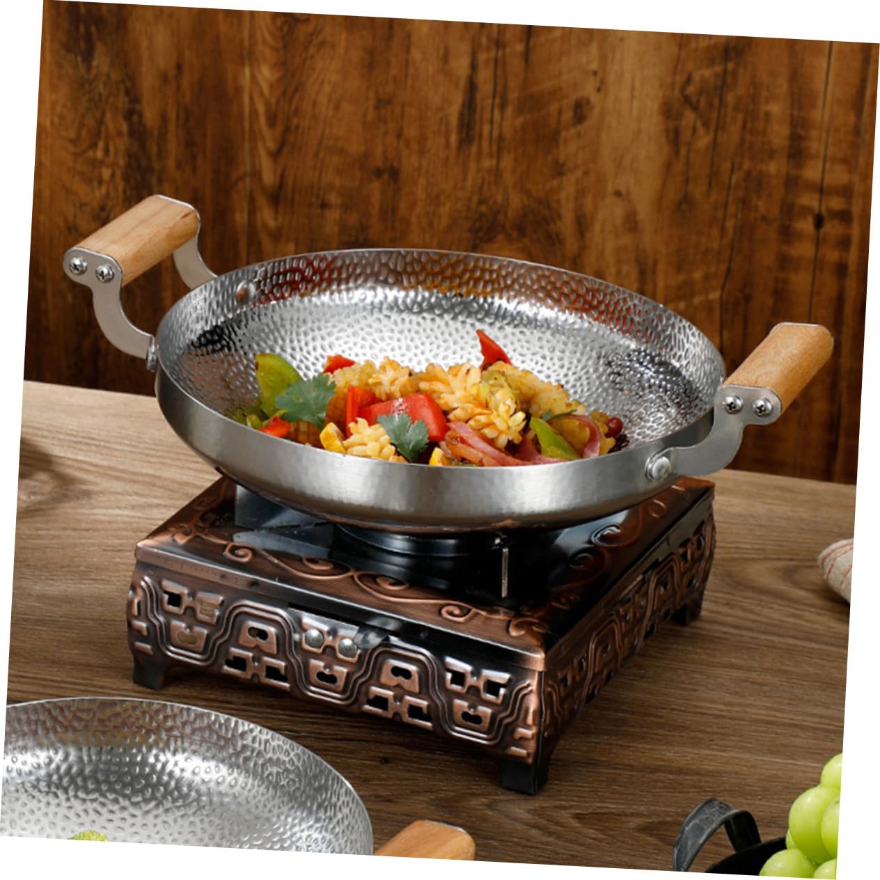 Gatuida Edelstahltopf mit Doppelgriff für Küche Kochpfanne als Bratpfanne Grillpfanne und Wok für Herd Haushaltspfanne Küchenutensil für Trockentopf