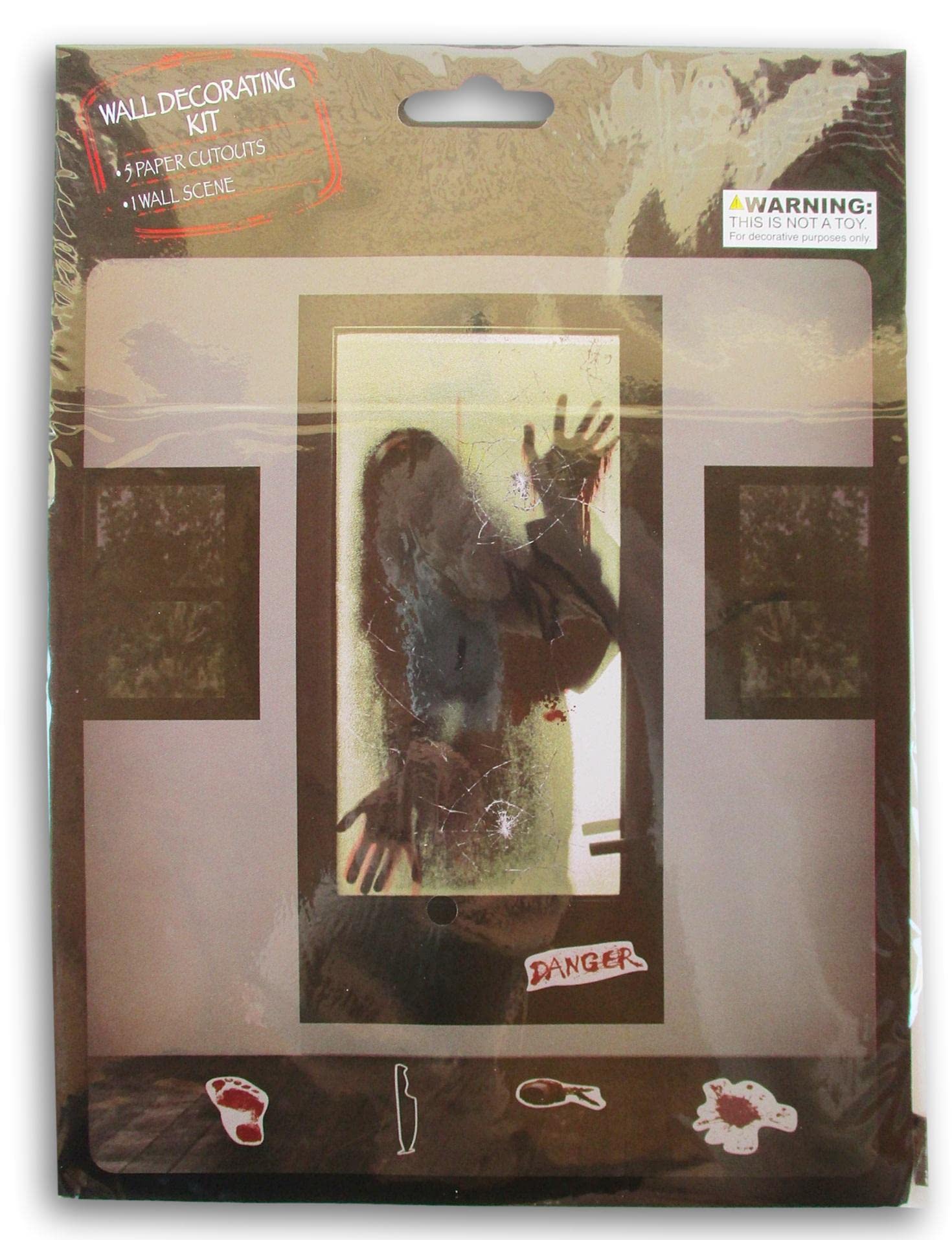 Spooky TownHalloween Horror Killer Wall Decor Kit - Includes 1 Wall Scene and 5 Paper Cutouts