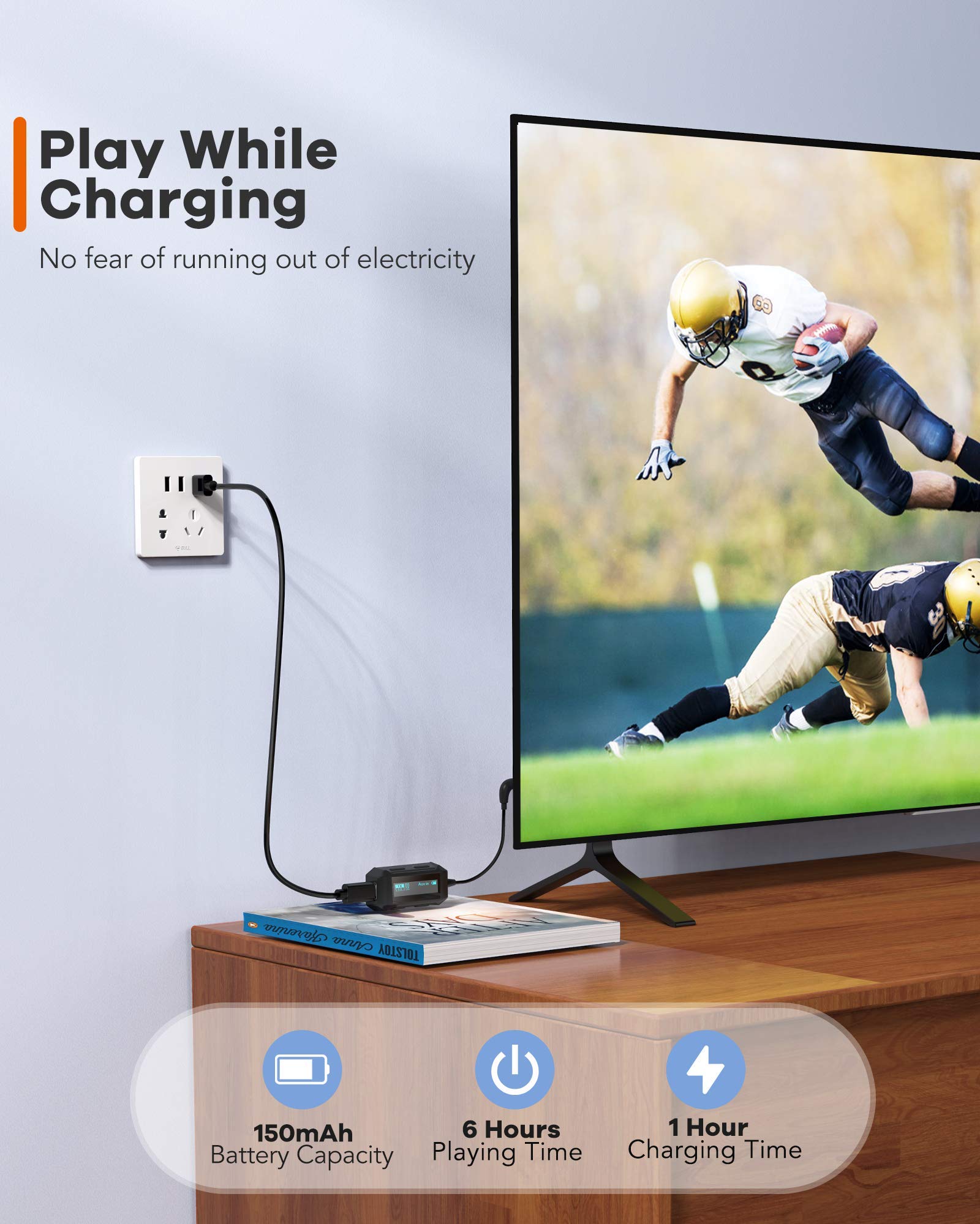 AGPTEK Visible Bluetooth Transmitter and Receiver 2in1,Wireless