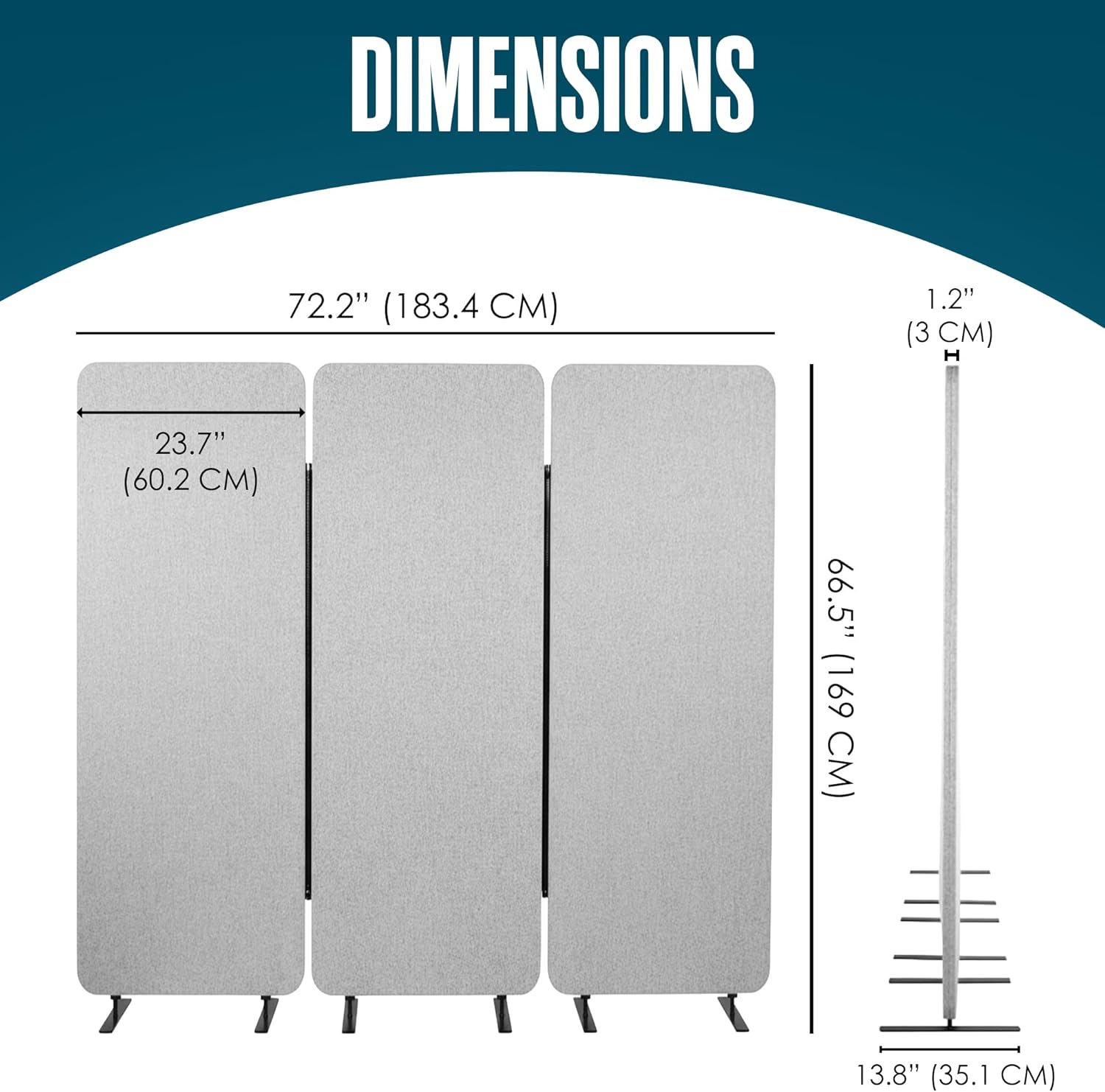Houseables Partition Wall, Soundproof Room Dividers, Office Partitions, Sound Proof Dividers, Office Privacy Panel, Acoustic Privacy Panels, Noise Dampening Walls, Separator, Cubicle, Grey, 3PC, 72x67