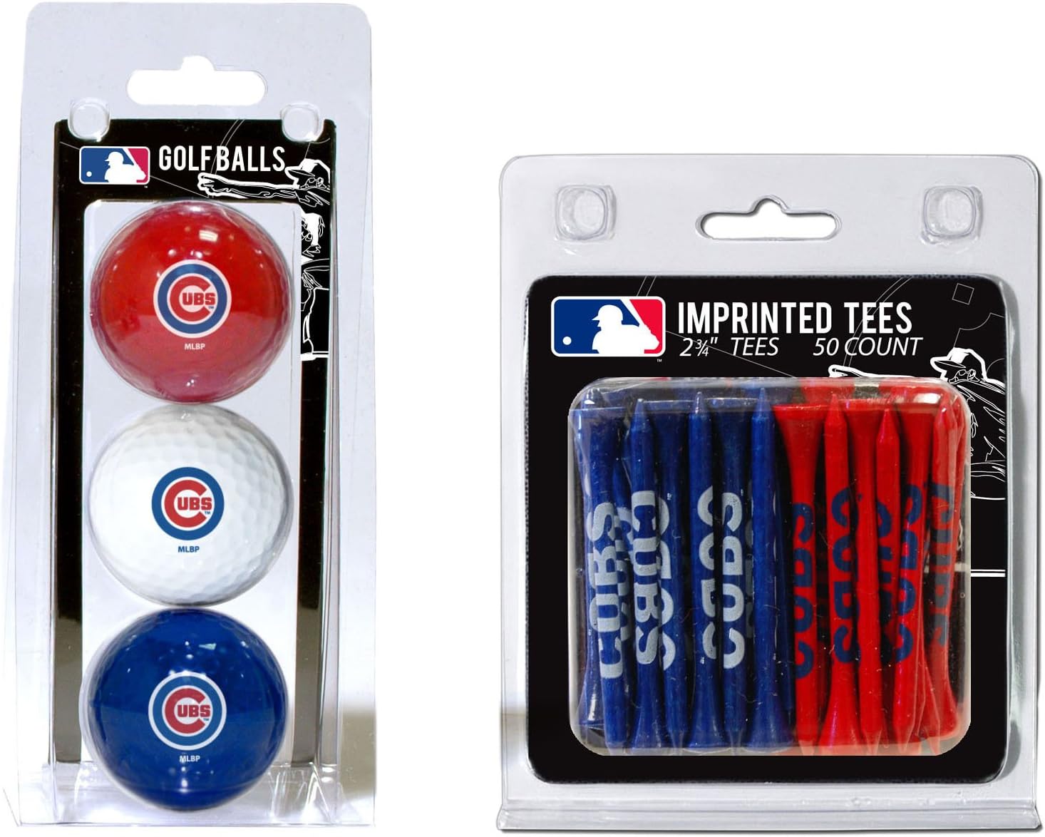 Team Golf MLB Logo Imprinted Golf Balls (3 Count) & 2-3/4" Regulation Golf Tees (50 Count), Multi Colored