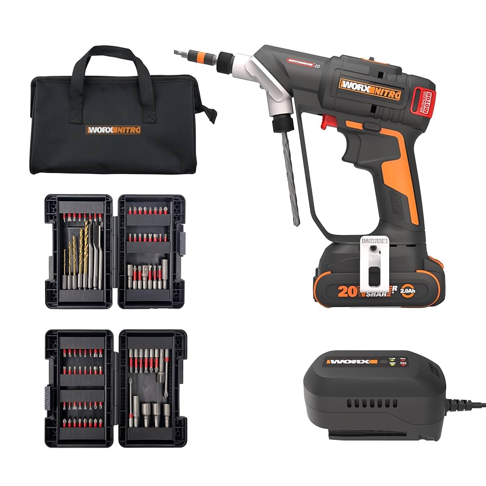 WORX Nitro 20V SwitchDriver 2.0 with 85 pc Accessory Kit, 2