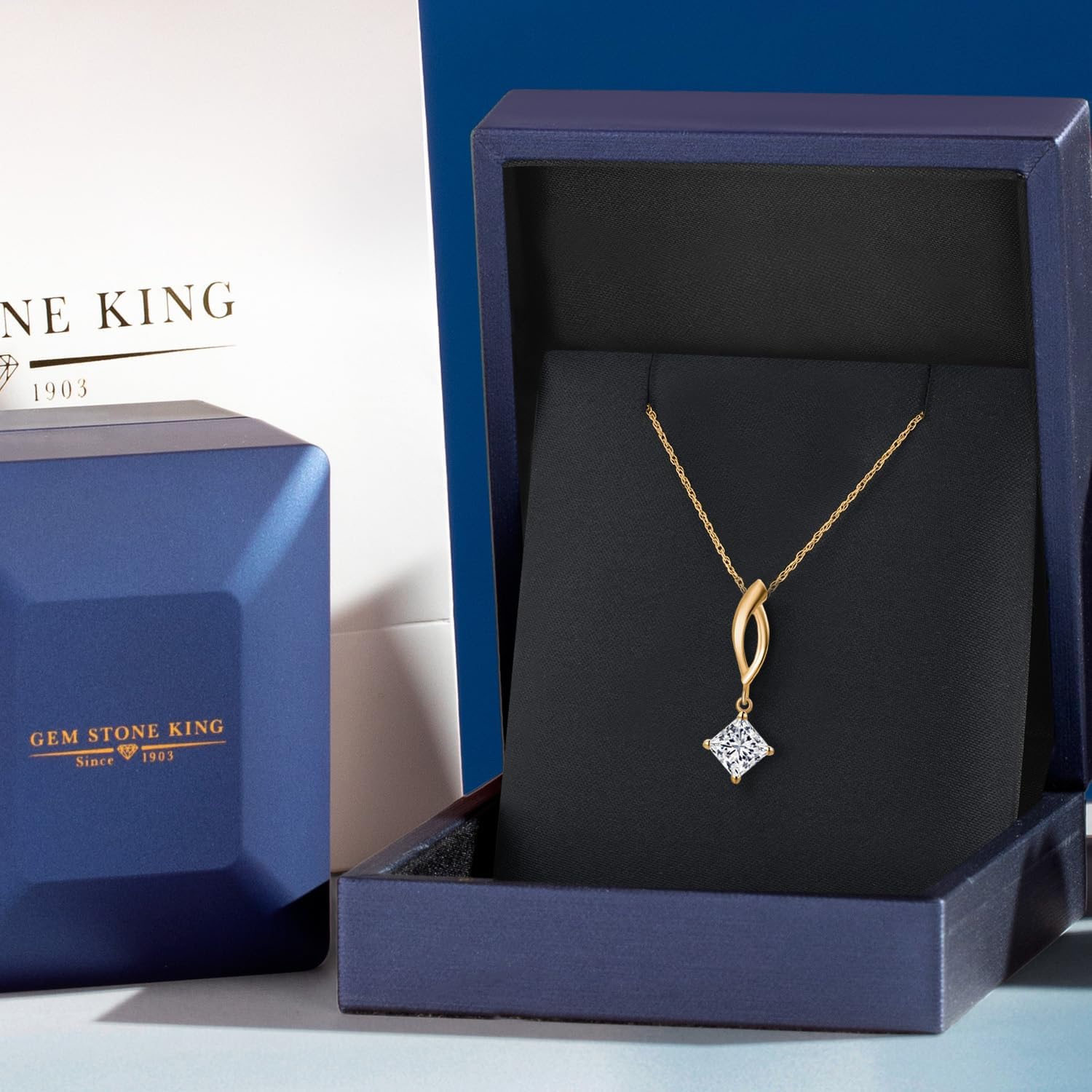 Gem Stone King 10K Yellow Gold 5MM Princess Gemstone Birthstone Infinity Pendant Necklace For Women | Gold Necklace For Women | With 18 Inch Gold Chain - Image 5