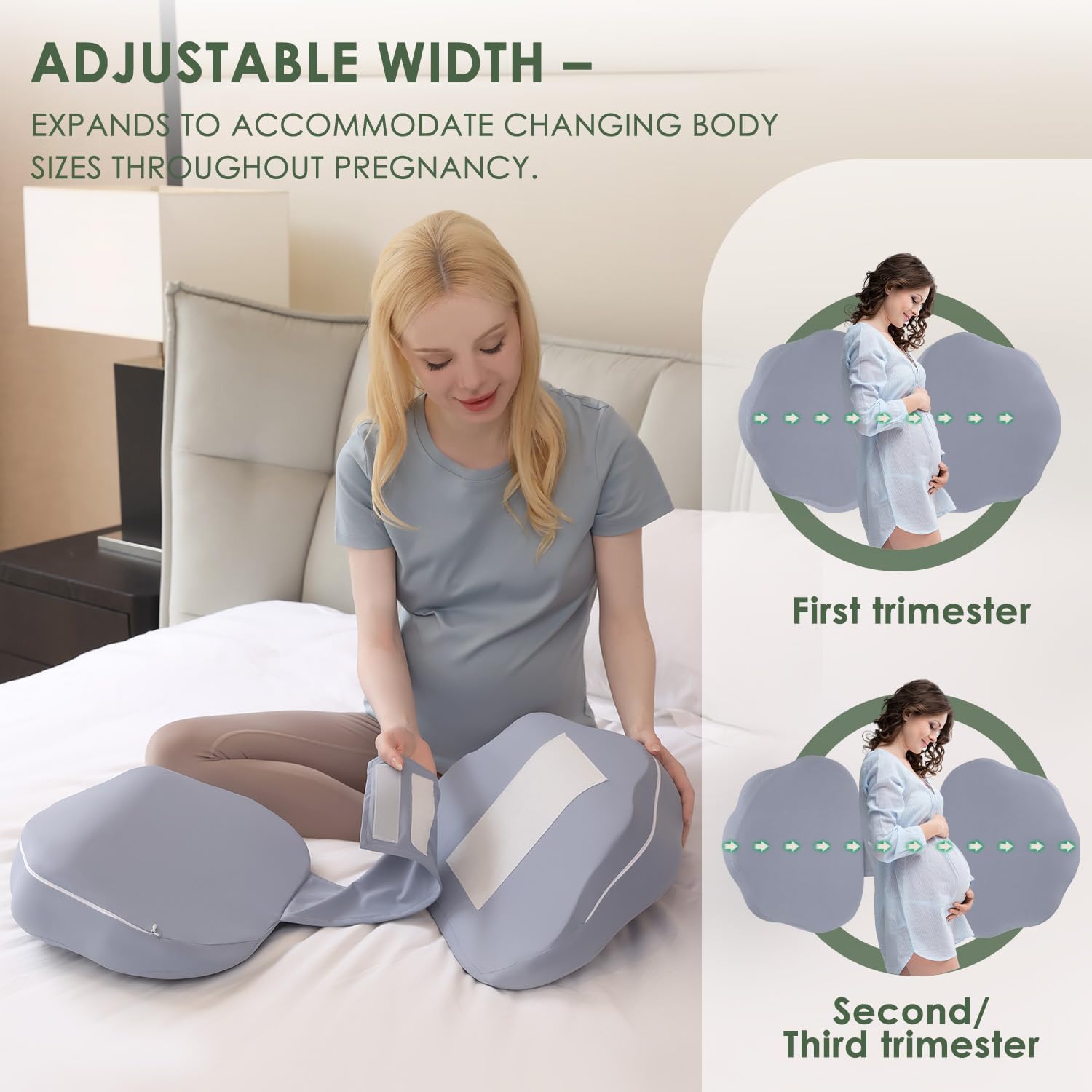 Chilling Home Memory Foam Pregnancy Pillow for Sleeping, Cooling Maternity Pillow for Pregnant Women, Travel Wedge Pillows for Side Sleeper, Support for Back, Belly, Detachable Design, Height 6inch