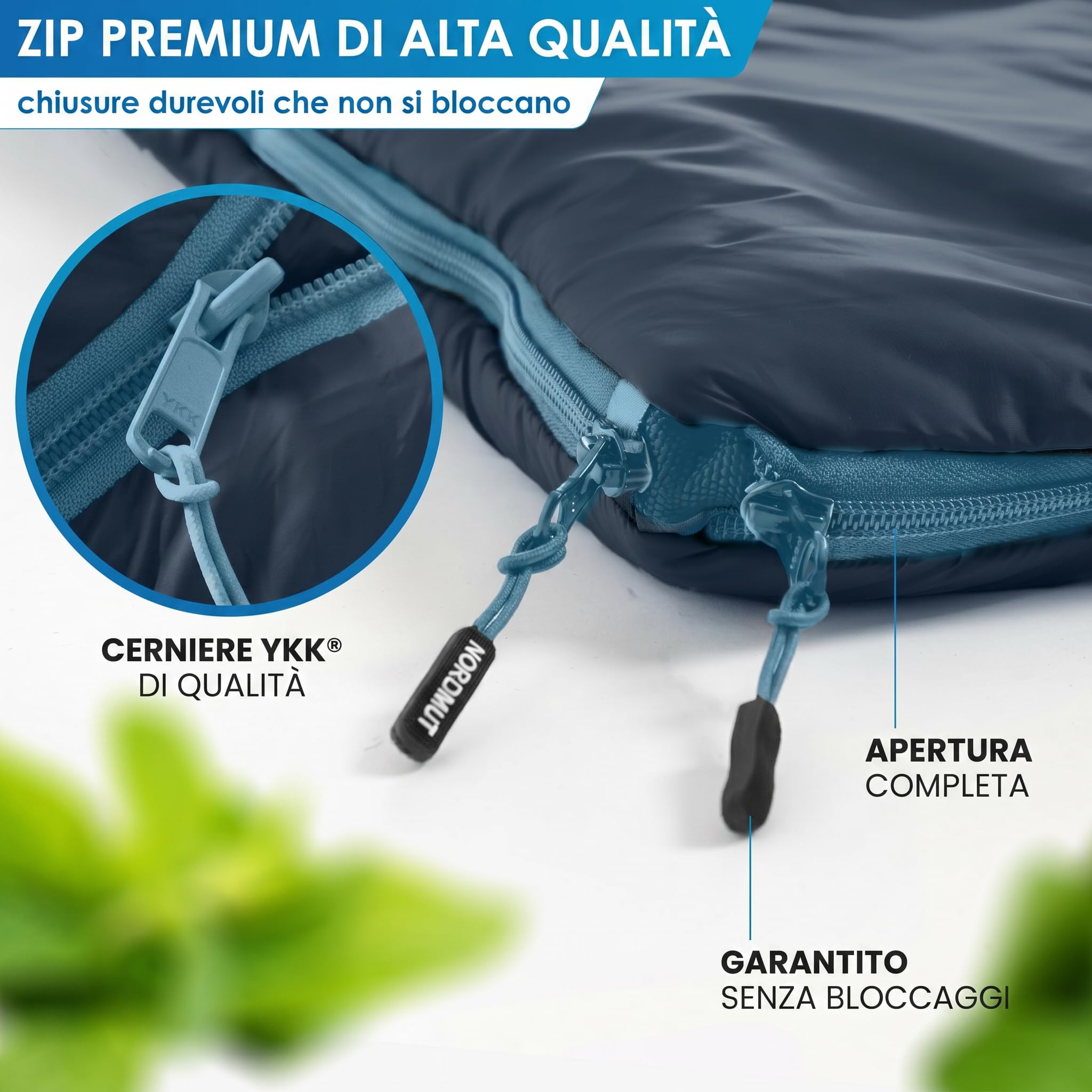 NORDMUT® Sacco a pelo doppio XXL con cerniera YKK premium a doppio senso – Sacco a pelo accogliente 2 persone extra largo & grande – per 2 persone con isolamento ottimale