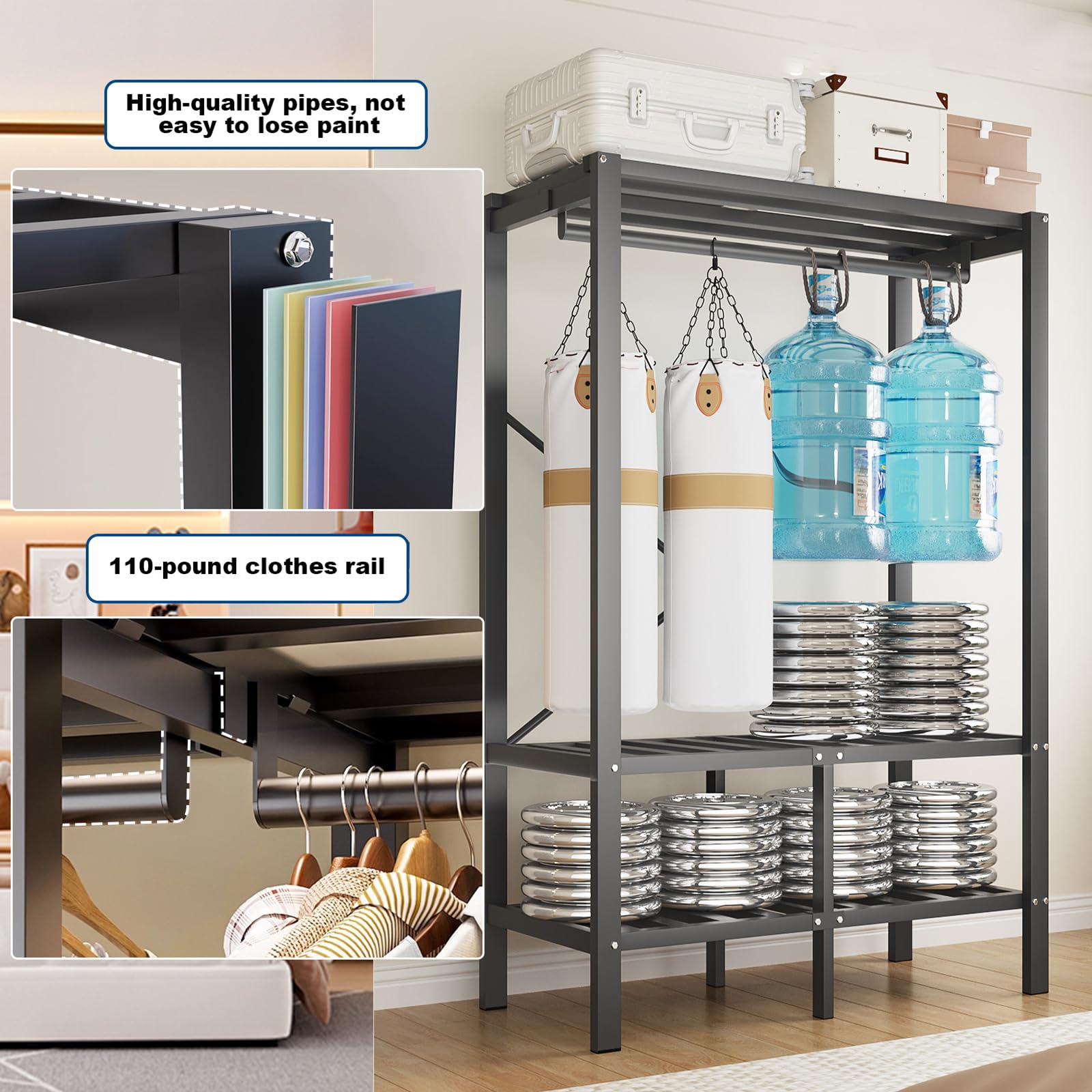 FPIGSHS Faltbarer Kleiderschrank Mit magnetischer Tür, 500 Kg, Robuster Stoffschrank, Freistehendes Garderobe-Organizer-System, Geschlossener Vorhang Drehtürenschrank Für Schlafzimmer (B, 100CM)