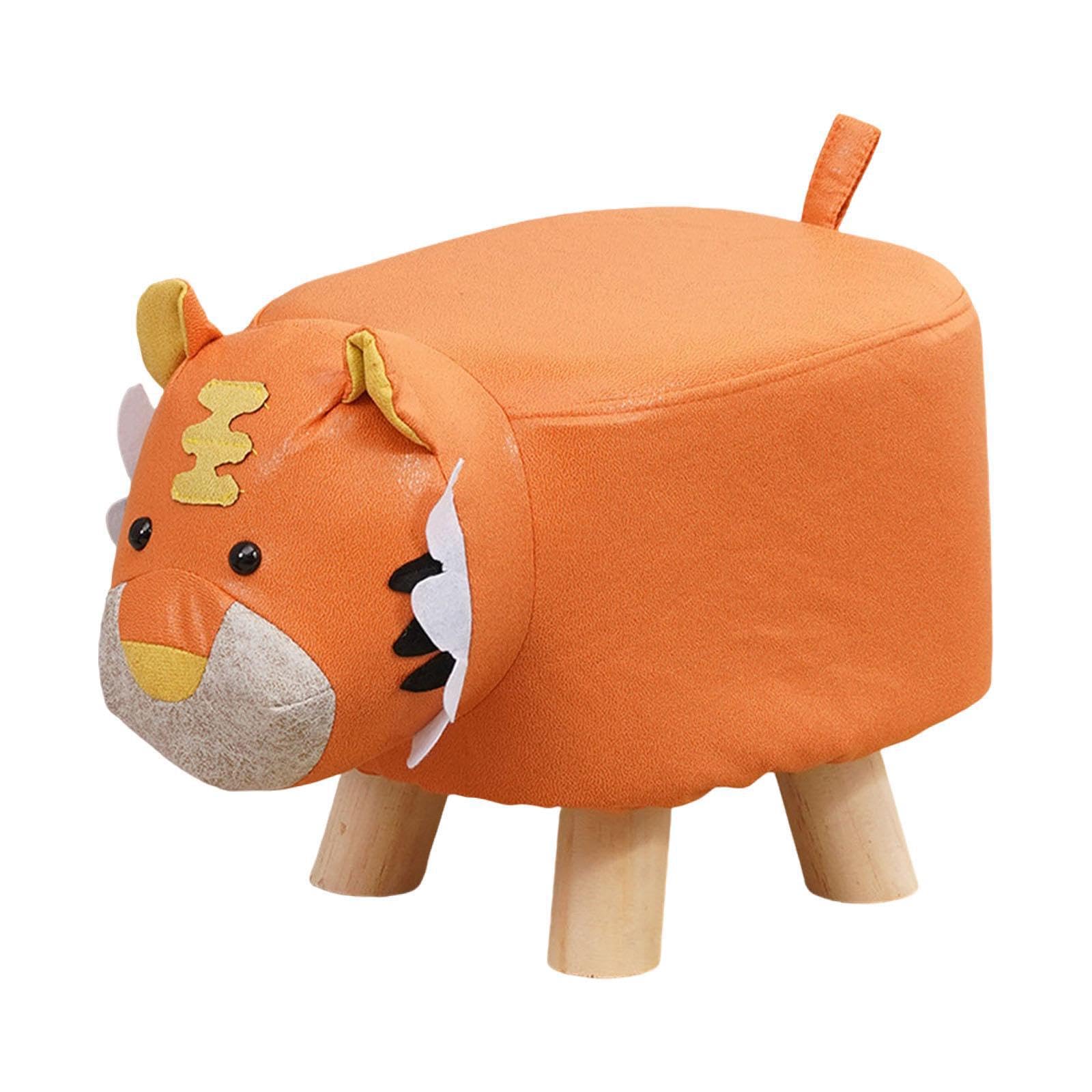 Tabouret ottoman tigre en bois robuste avec rembourrage moelleux