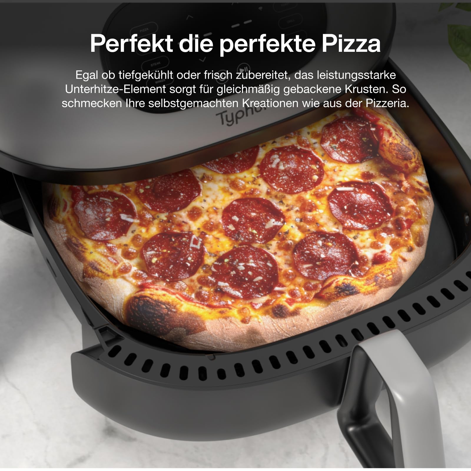 Typhur Dome 2 Heißluftfritteuse 5,3 L, 360° Doppelheizung, 30% Schneller | 15-in-1 Multifunktion Airfryer, Selbstreinigung, Keramikkorb für Pommes, Pizza, Hähnchen, Steak, Gemüse, Backen und Aufwärmen