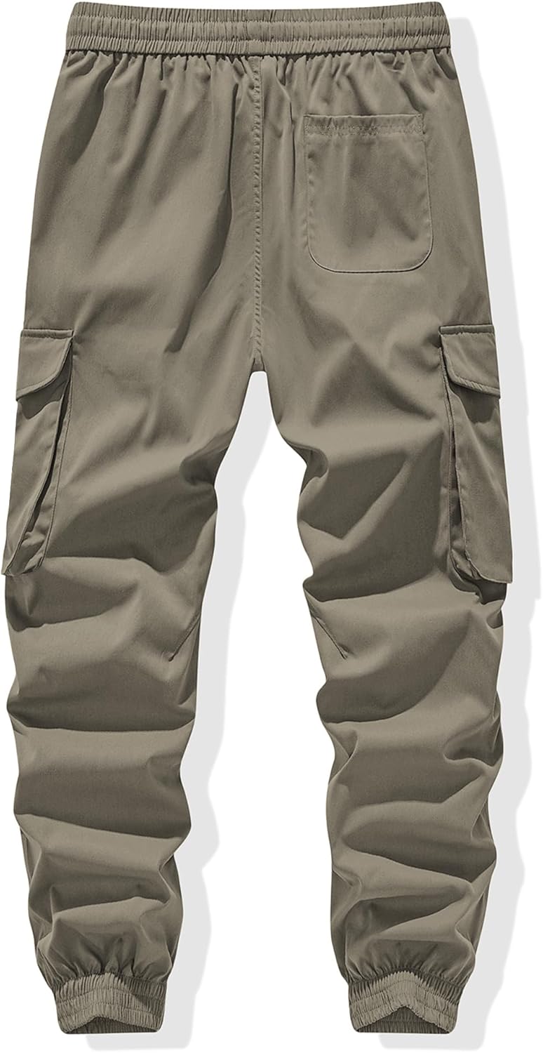 JMIERR Men's Casual Cargo Joggers Pants Stretch Elastic Waist Drawstring Tapered Sweatpants with Pockets - Image 7