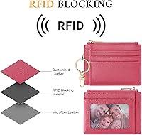 Vista 104 de Sodsay Estuche para tarjetas, cartera delgada con bolsillo frontal, para mujer, sujetatarjetas con llavero negro