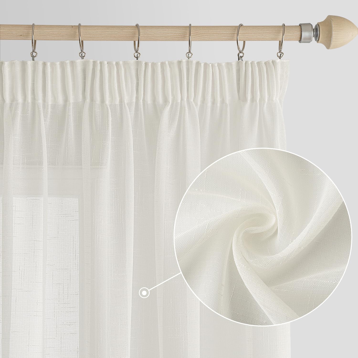 MIULEE Tende Trasparenti Tende per Interni con Nastro Arricciato 2 Pannelli per Finestre Camera da letto Soggiorno Casa Moderna 140X280 CM Bianco Latte